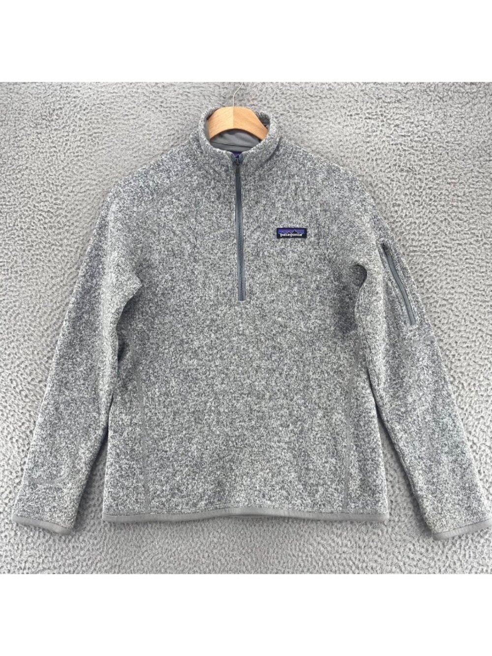 Patagonia Better Sweater Womens Small Gray Knit 1/2 Zip Mock Neck Media Pocket